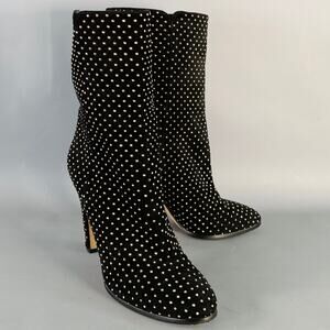 JIMMY CHOO Size 8 Black Studded Suede Pull On Boots